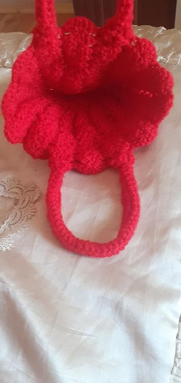 martin leon parfum: Balıqqilağı formasında qırmızı rəngdə toxunma çanta ƏL İŞİ — 3