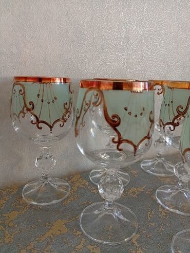 rəssam şəkilləri: Qədəhlər, rəng - Yaşıl, Şüşə, 6 ədədli dəst — 4