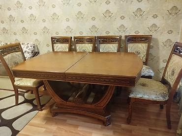 taxta alisi: Qonaq otağı üçün, Açılan, Dördbucaq masa, 6 stul — 3