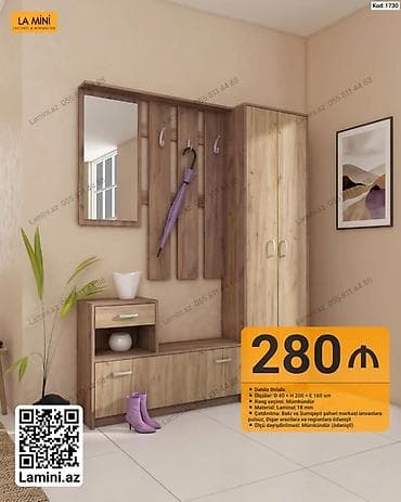 Dəhliz dolabı – LA MINI (Kod: 1730) - Komplekt tərkibi: güzgülü — 1