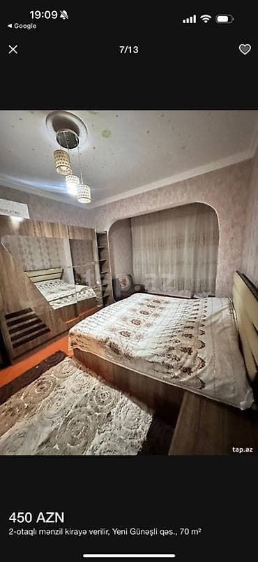 kiraye evler 2024 ecemi: Kirayə mənzil – Yeni Günəşli qəs., 2 otaq, 70 m² Plan: geniş — 9
