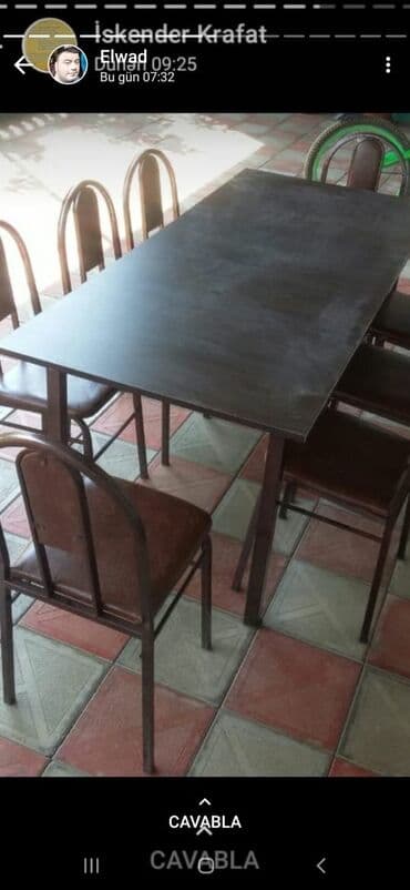 tap az masa ve oturacaqlar: Kuxna üçün masa və oturacaqlar desti, kafe və cayxana üçün stol stul — 28