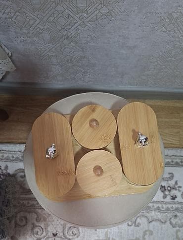 bambu: Skandinav üslubda bambuk və şüşədən olan 4 ədəd çərəz şirniyyat üçün — 1