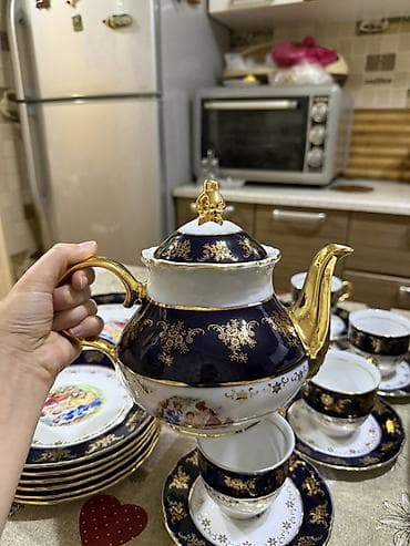 lipid cay: Çay dəsti, rəng - Göy, Farfor, 6 nəfərlik — 5