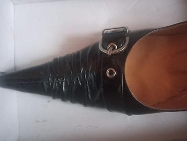 tufli: Qadın ayaqqabısı – qara rəng, paz daban (wedge) model - Üst material — 2