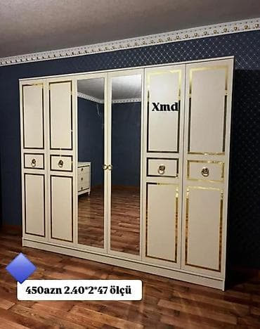 mdf qapı: Yeni, 6 qapı, Güzgülü, Digər rəng, Digər material, Açılan, Düz dolab — 1
