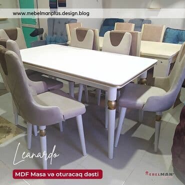 oturacaqlarin uzlenmesi: Qonaq otağı üçün, Yeni, Açılan, Dördbucaq masa, 6 stul — 3