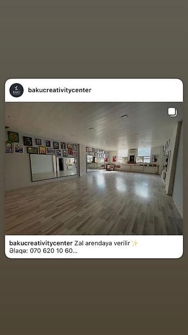 Zal icarəyə verilir. Geniş, işıqlı və havadar yaradıcılıq/yaradıcılıq