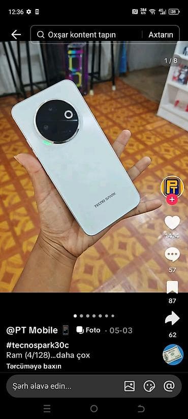 Tecno Spark 30C, 128 GB, rəng - Ağ — 1