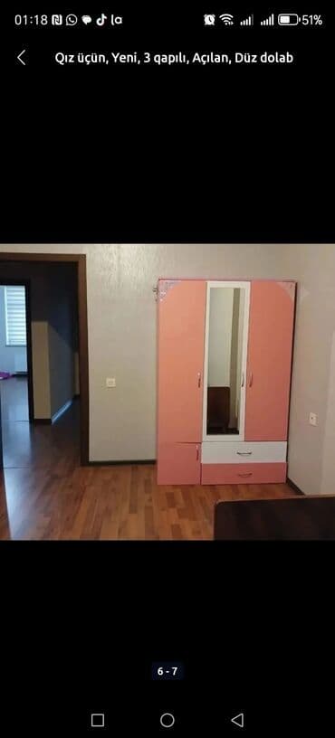 kiçik dolab: Açılan, 3 qapılı Düz dolab, Qarderob, paltar dolabı — 25
