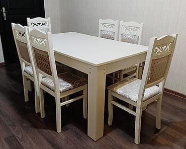 kohnə stul: Mətbəx üçün, İşlənmiş, Açılmayan, Dördbucaq masa, 6 stul — 1