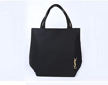 Çantalar: Yves Saint Laurent Parfums tote çantası - Rəng: qara, iç hissə canlı — 1