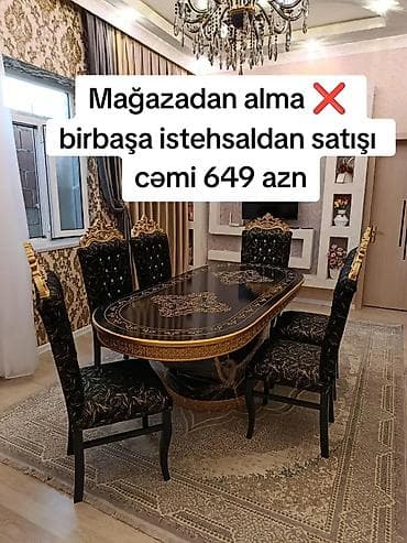 qara sam: Qonaq otağı üçün, Yeni, Açılmayan, Oval masa, 6 stul — 1