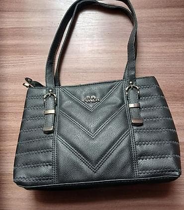 Çantalar: Qara dəri qadın çantası – Coach - Material: yumşaq teksturalı həqiqi — 1