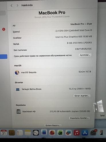 macbook pro m3: İşlənmiş Apple MacBook, 13.3 ", Intel Core i5, 256 GB, Ünvandan götürmə — 2