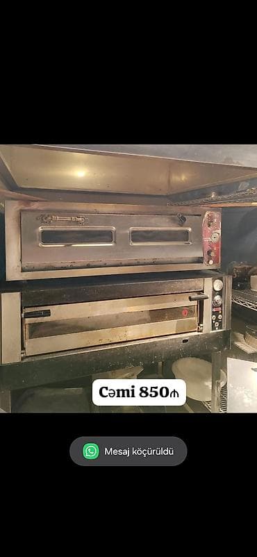2eded pizza sobası cəmi 850₼ biri qaz biri tokla işləyir 3faza sgs