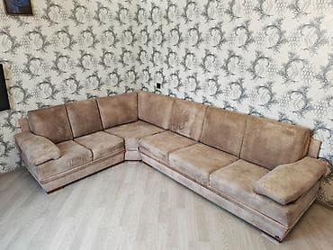 tek stullar: Künc divan və 6 nəfərlik yemək dəsti - Künc divan: L formalı, yumşaq — 7