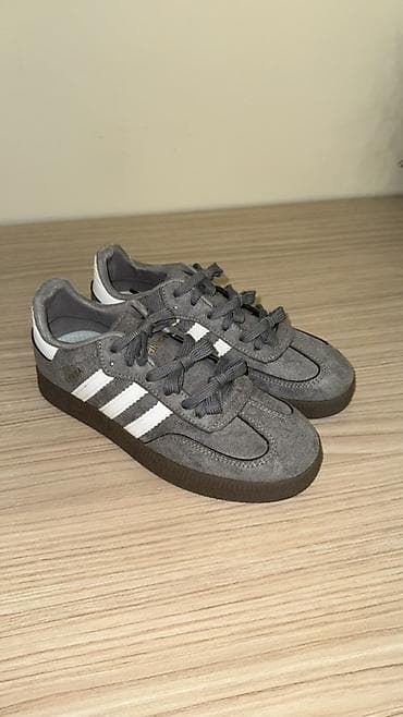 Мужская обувь: Məhsul: Adidas Samba Grey (suede üstlük) - Rəng: Tünd boz üstlük, ağ — 3
