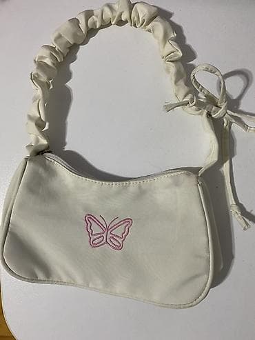 kosmetika üçün çantalar: Aksessuar çantası – krem rəngdə, çiyin üçün büzgülü tutacaqlı mini — 1