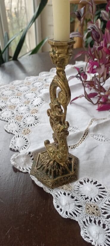 Pastel dəstləri: Bürünc şamdan – dekorativ, fiqurlu gövdəli,qədim - Material: tökmə — 5