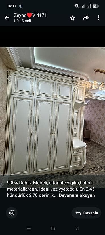 ikinci əl dolab: 990₼ Dehliz Mebeli, sifarisle yigilib,bahali meteriallardan. Ideal — 1