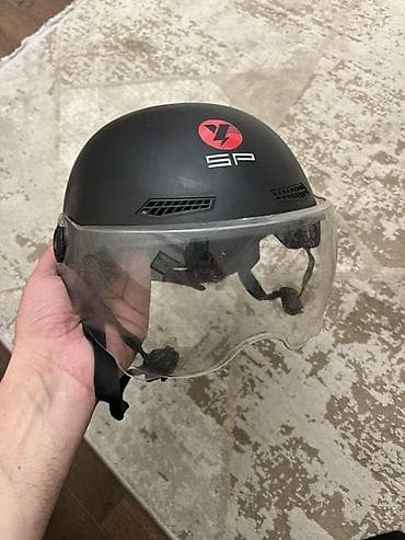 motor kaski: SP markalı qoruyucu dəbilqə - Rəng: mat qara - Tam üz sipəri: şəffaf — 2