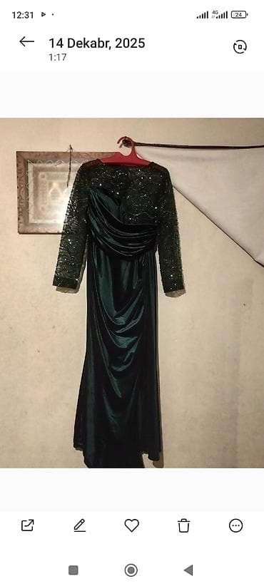 Şam ya da ziyafət üçün uzun qadın geyimi - Rəng: tünd