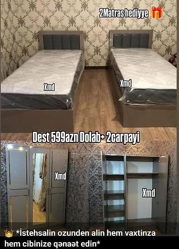 tek dolablar: 2 təknəfərlik çarpayı, Dolab, Azərbaycan, Yeni — 1