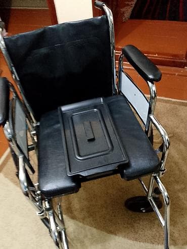 Xəstələr üçün unitazlar: Universal tualet funksiyalı əlil arabası - Material: parlaq xroml­u — 4