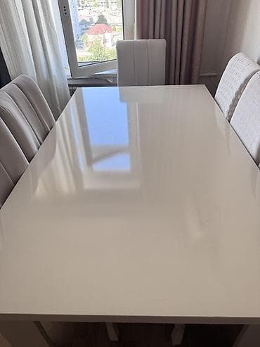 Qonaq otağı üçün, İşlənmiş, Dördbucaq masa, 6 stul — 2