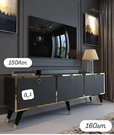 Modern TV altlığı / konsol. Şəkildə görünən model tünd boz rəngli — 1