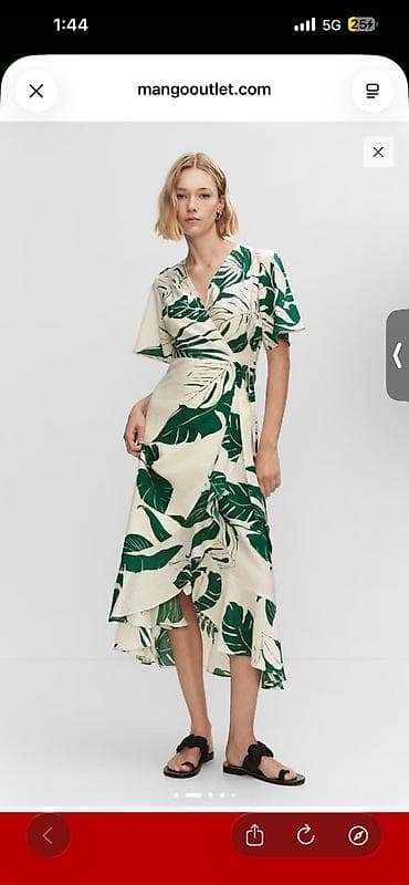 MANGO Tropical Print Wrap Dress – firfırlı, çarpaz bağlamalı midi don — 4