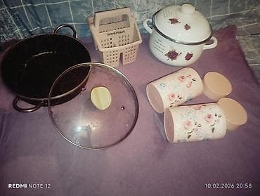 Baklar və çənlər: Emallı metal vedrə qapaqlı ve diger qablar her bir şəkildəki 10 manata — 5