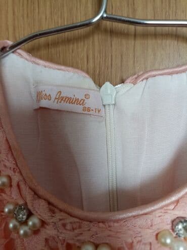 детские платья с длинным рукавом: Uşaq üçün zərif ziyafət donu - Rəng: pudra-çəhrayı - Üst hissə — 5