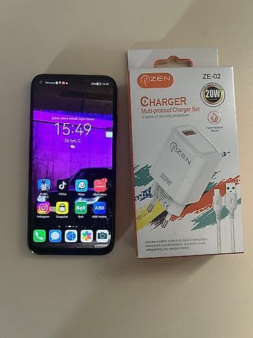 Huawei P40 lite, 128 GB, rəng - Qara, Barmaq izi, Face ID