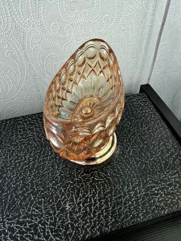 şüşe qab: Şüşə dekor qablar dəsti - 1 ədəd şampan-çəhrayı tonlarda, relyef — 1