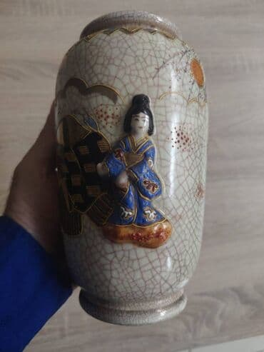 kohnə pullar: 🏺 Yapon Satsuma vazası – əl işi, 1950-ci illər Əl ilə çəkilmiş gözəl — 5