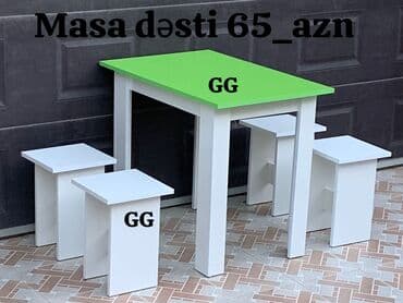 Masa və oturacaq dəstləri: Mətbəx üçün, Yeni, Açılmayan, Dördbucaq masa, 4 stul — 3