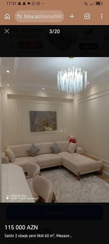 gence mehle evleri: 2 otaqlı, Yeni tikili, 60 kv. m — 2