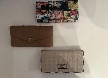 женские кошельки клатчи: Qadın cüzdanları seti - 3 ədəd cüzdan: rəngli jurnalkolaj naxışlı — 3