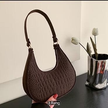 mini cantalar: Qadın çanta kolleksiyası 1) FT-033 Qəhvə rəngli bucket çanta - — 3