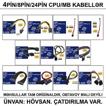 mini printer: 4/6/8/12/24pin/Molex/SATA Kabellər 📍Ünvan: Bakı şəh, Suraxanı ray — 4