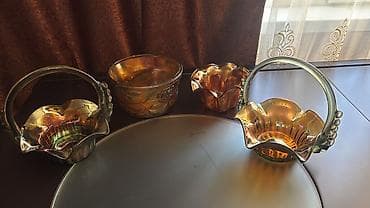 Şüşə dekor qablar dəsti - Material: qalın şüşə, irizə (karneval)