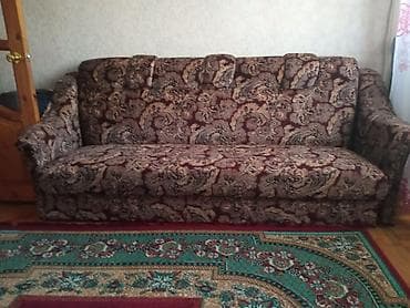 Divanlar: Klassik üslubda yumşaq divan/ ÖRTÜK HƏDİYYƏ!!! - Parça: Qəhvəyi-bordo — 2