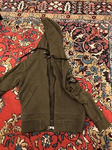7-8 yasha Stone Island kapüşonlu ushaq uni-sex xaki rəngli zip-hoodie