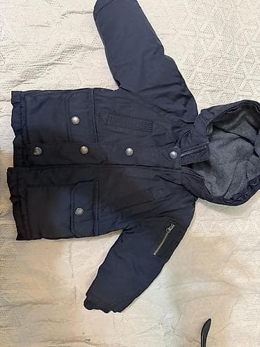 teddy kurtka: Uşaq üçün qış gödəkcəsi - Rəng: tünd göy/qara ton - Kapüşonlu model — 1