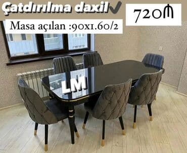 metbex mebileri: Для кухни, Новый, Нераскладной, Прямоугольный стол, 4 стула — 11