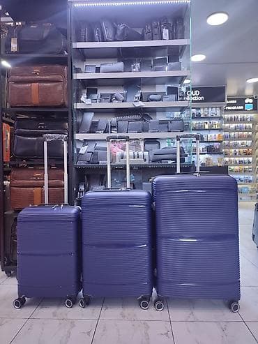 3-lü sərt korpuslu çamadan seti – bənövşəyi rəng - 3 ölçü: kabin