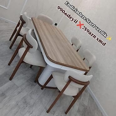 quxna ustolu: Yemək otağı üçün modern masa–stul dəsti - Dəst: masa + 6 və ya 8 stul — 2