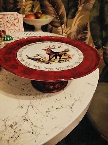 bal qabi: Tort və şiriniyyat qabı, rəng - Qırmızı, Keramika, Çexiya — 1